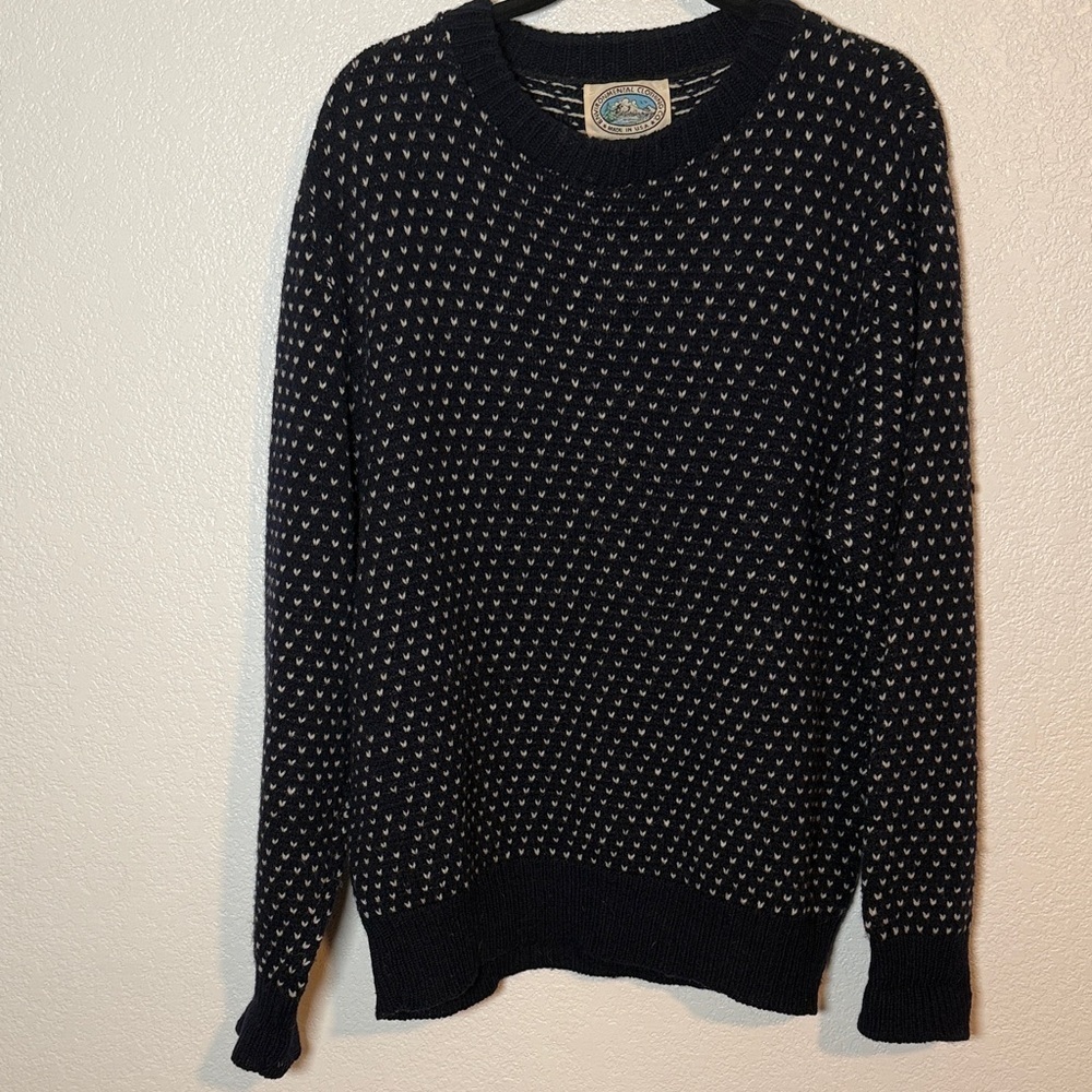 Vintage Environmental Clothing Co Navy Wool Crew Sweater Size Large